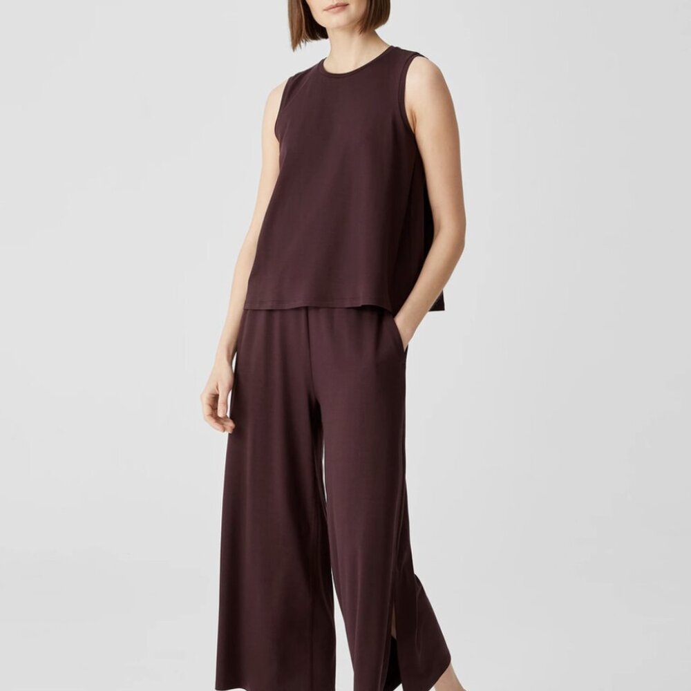 Eileen Fisher Cassis Fine Jersey Crew Neck Tank - Picture 2 of 4